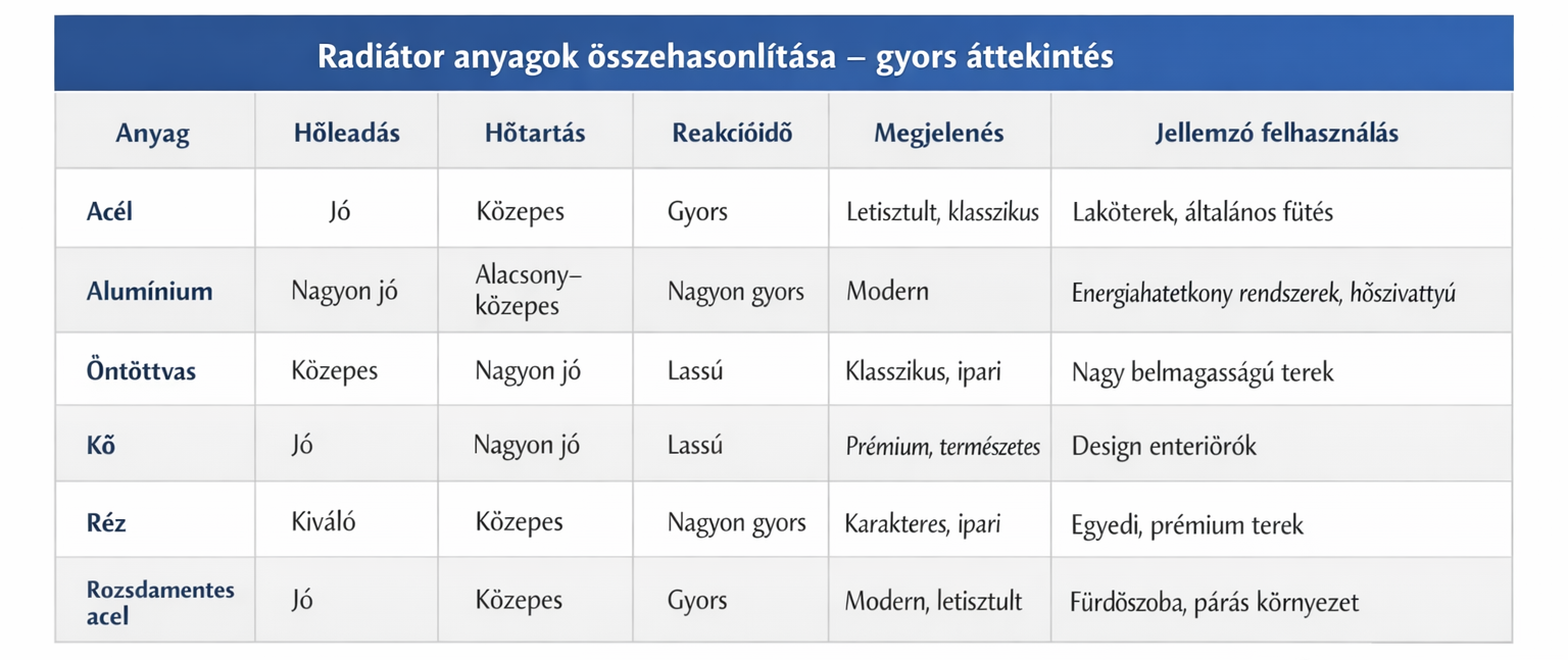 radiatotok fajtai alapanyag szerint
