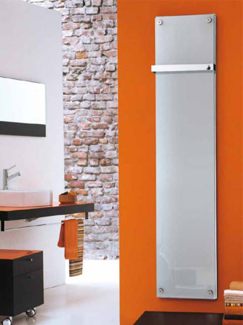 fürdőszobai luxus radiátor, elektromos radiátor, álló radiátor, radiátor üveg előlappal