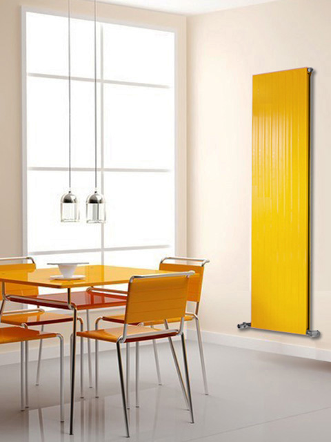 lapradiátor, álló radiátor, színes lapradiátor, színes design radiátor, sárga radiátor, Tippek építkezőknek